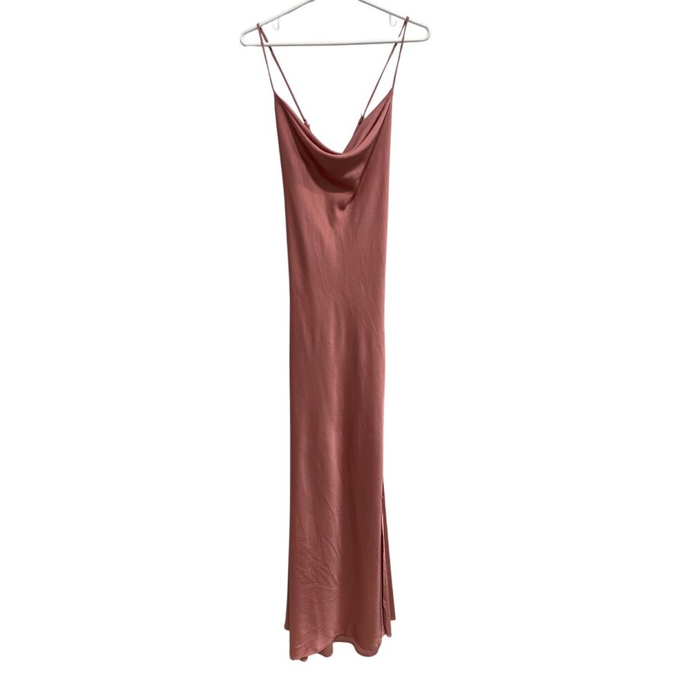 Astr The Label Cowl Neck Maxi Slip Dress Size L Rose Pink Elegant Wedding Party